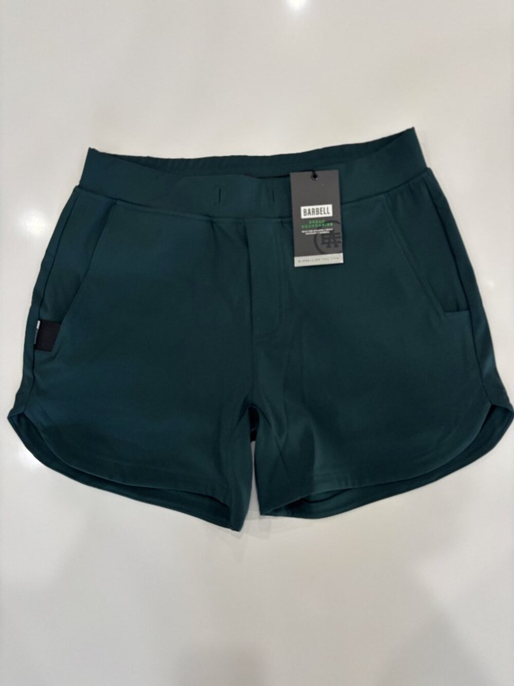 Medium Barbell Adapt 5" Short Active Exercise Short Waterproof Zipper Pockets